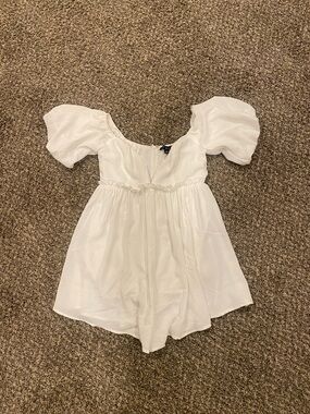 Blue Blush White Puff Sleeve Romper